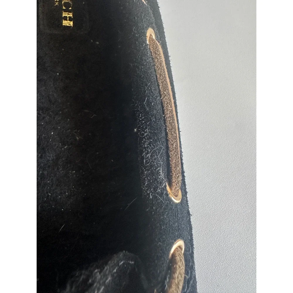 Coach Antonia Black Suede Shearling Lined Moccasin Slippers Womens 10B A8809